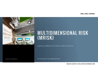 MULTIDIMENSIONAL RISK  (MRISK)  Application of Mulitvariate Analysis to Decision Criteria THE