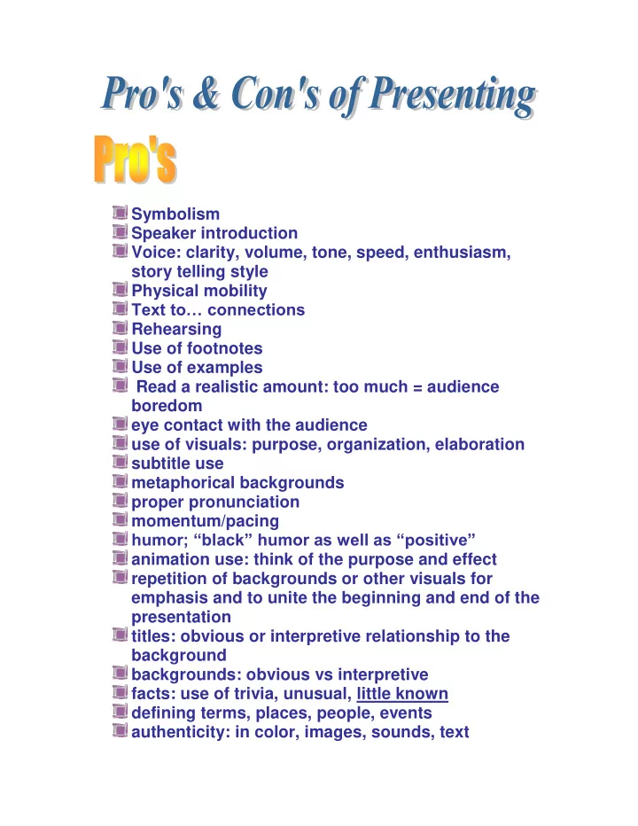 symbolism speaker introduction voice clarity volume tone
