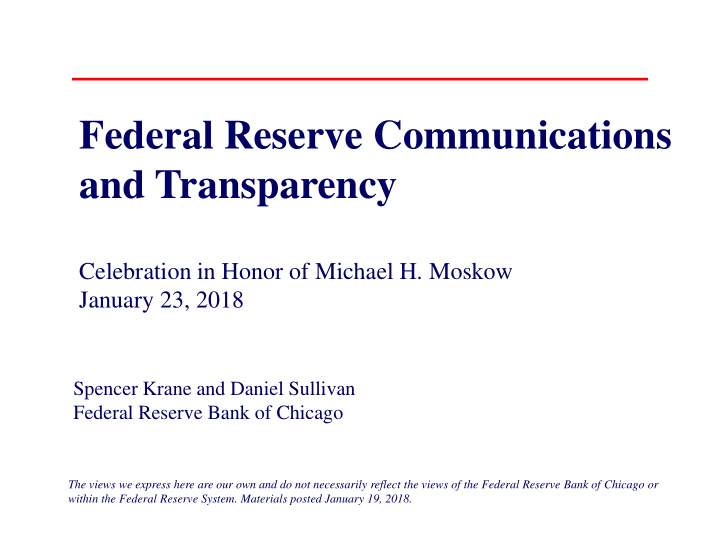 federal reserve communications and transparency