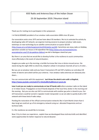 IEEE Radio and Antenna Days of the Indian Ocean  23-26 September 2019 / Reunion Island