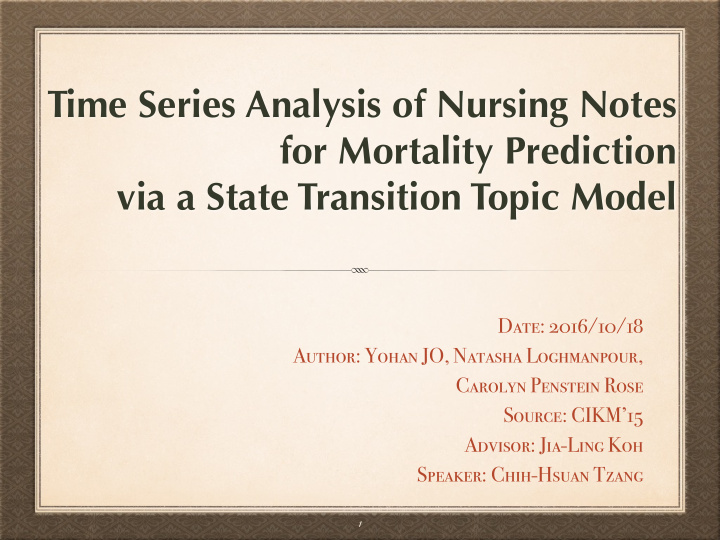 time series analysis of nursing notes for mortality
