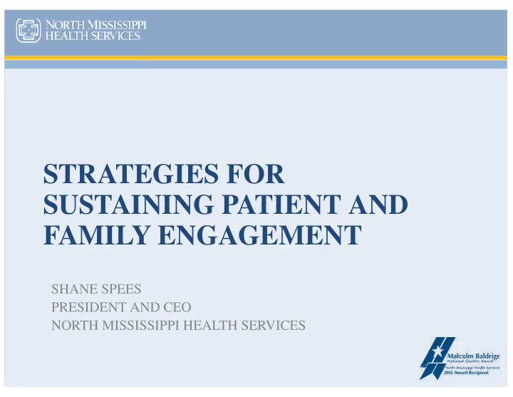 strategies for sustaining patient and family engagement
