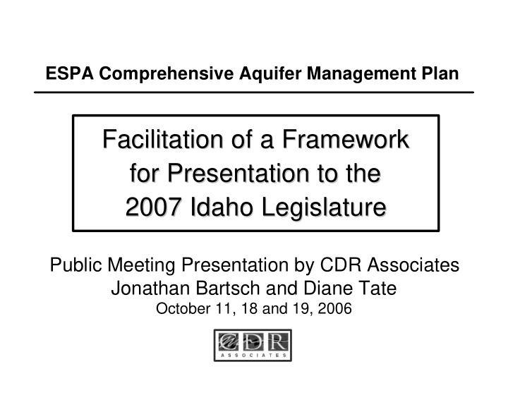facilitation of a framework facilitation of a framework