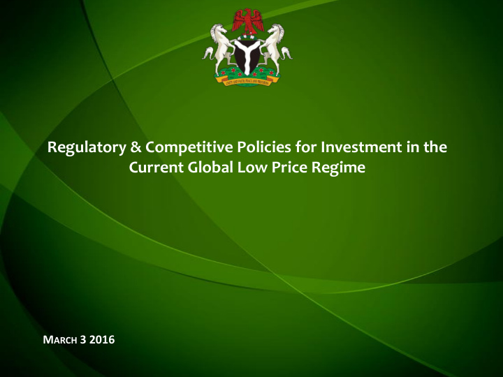 regulatory competitive policies for investment in the