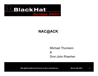 NAC@ACK  Michael Thumann  &amp;  Dror-John Roecher  NAC @ACK by Michael Thumann &amp; Dror-John