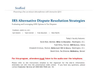 IRS Alternative Dispute Resolution Strategies Evaluating and Leveraging ADR Options in Tax Disputes