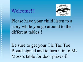 Welcome!!!  Please have your child listen to a  story while you go around to the  different