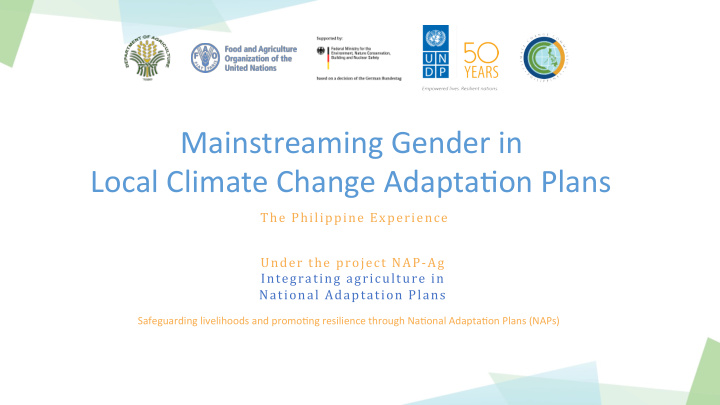 mainstreaming gender in local climate change adapta3on