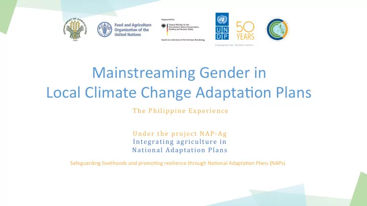 mainstreaming gender in local climate change adapta3on