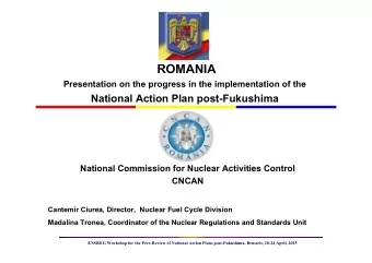 ROMANIA  Presentation on the progress in the implementation of the  National Action Plan