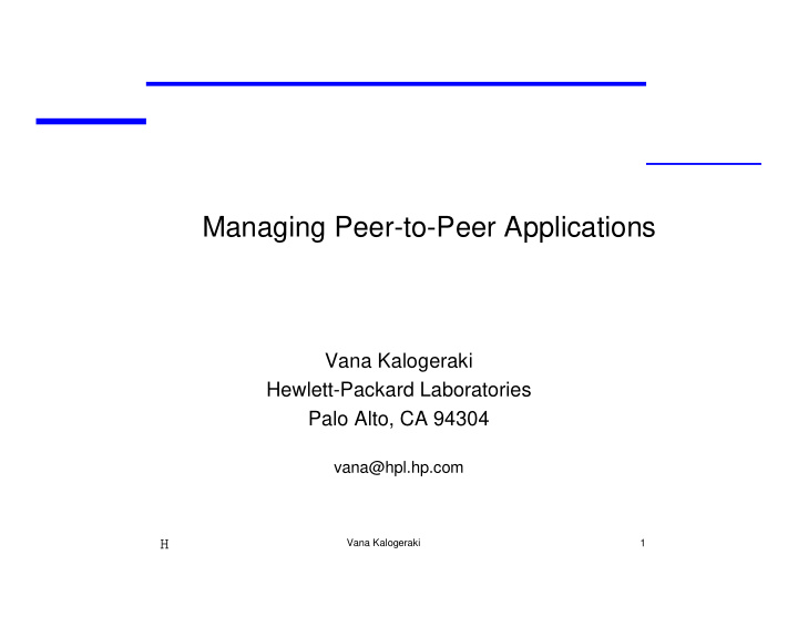 managing peer to peer applications