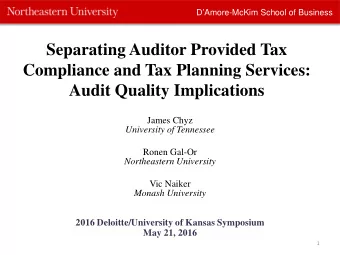 Separating Auditor Provided Tax  Compliance and Tax Planning Services:  Audit Quality Implications