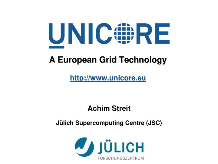 a european grid technology a european grid technology