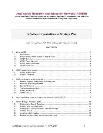 Arab States Research and Education Network (ASREN)  Promoting world-class Pan-Arab