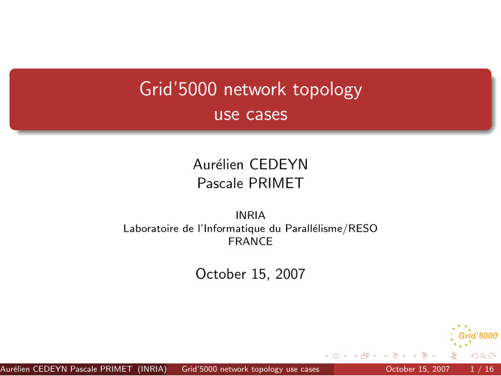 grid 5000 network topology use cases