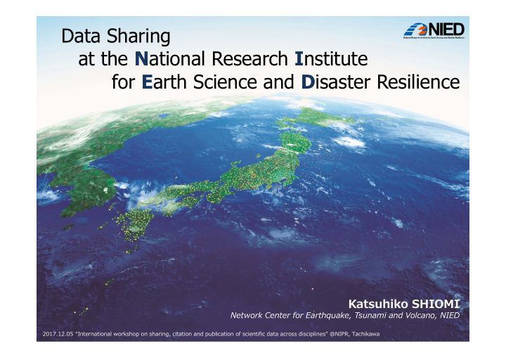 data sharing at the n ational research i nstitute for e