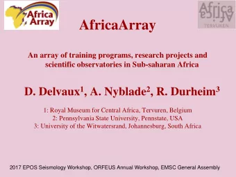 AfricaArray  An array of training programs, research projects and  scientific observatories in