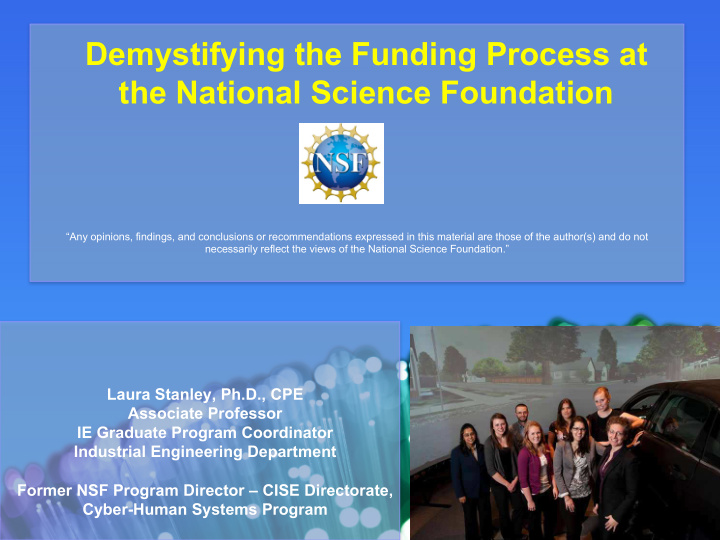 demystifying the funding process at the national science