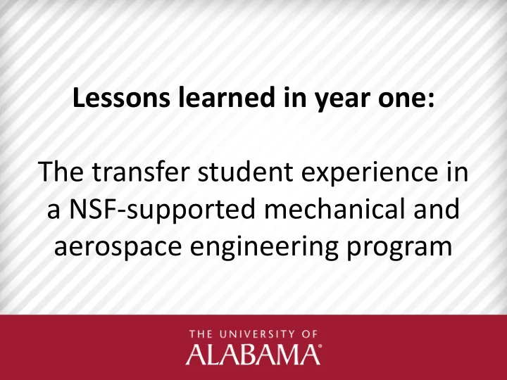 lessons learned in year one the transfer student