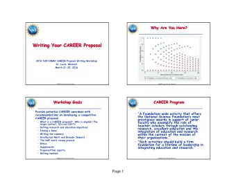 Writing Your CAREER Proposal  Writing Your CAREER Proposal  2016 NSF/CMMI CAREER Proposal Writing