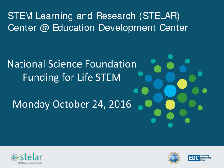 national science foundation funding for life stem monday