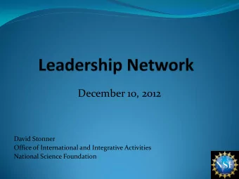 December 10, 2012  David Stonner  Office of International and Integrative Activities  National