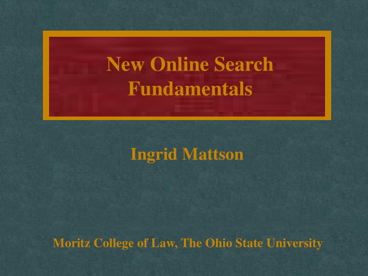 new online search fundamentals