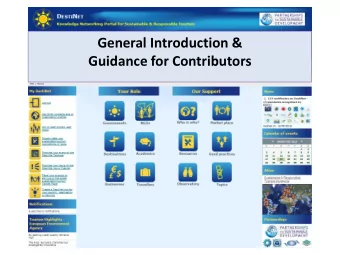 General Introduction &amp;  Guidance for Contributors  Knowledge &amp; Innovation  Sustainable