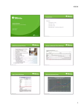 4/6/16  Introductions  Presenters:  Dave Raymond - Trane  Energy Analytics  Larry Cihal -