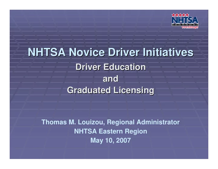 nhtsa novice driver initiatives nhtsa novice driver