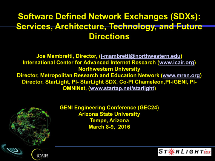 software defined network exchanges sdxs