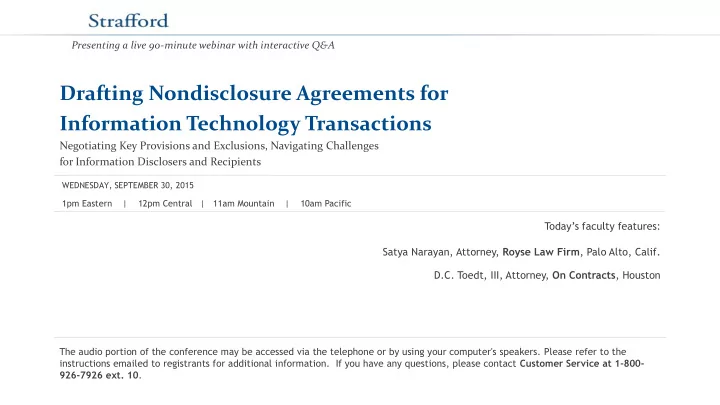 drafting nondisclosure agreements for information