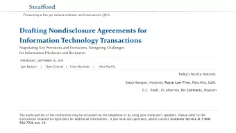 Drafting Nondisclosure Agreements for  Information Technology Transactions  Negotiating Key