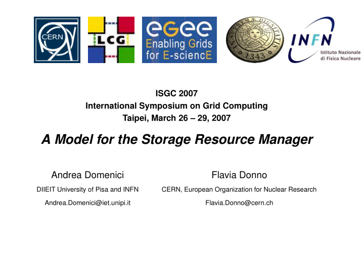 a model for the storage resource manager