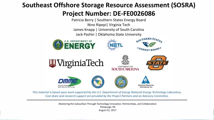 southeast offshore storage resource assessment sosra