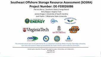 Southeast Offshore Storage Resource Assessment (SOSRA)  Project Number: DE-FE0026086  Patricia