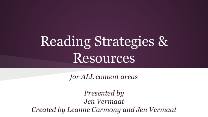 reading strategies resources