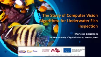 Algorithms for Underwater Fish  Inspection  Mohcine Boudhane  *  Vidzeme University of Applied