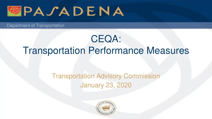 transportation performance measures