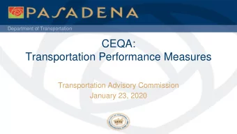 Transportation Performance Measures  Transportation Advisory Commission  January 23, 2020  DOT