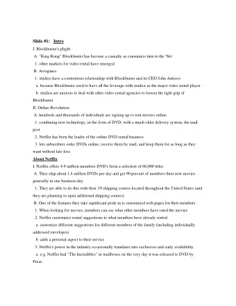 Slide #1:   Intro  I. Blockbuster's plight  A. &quot;King Kong&quot; Blockbuster has become a