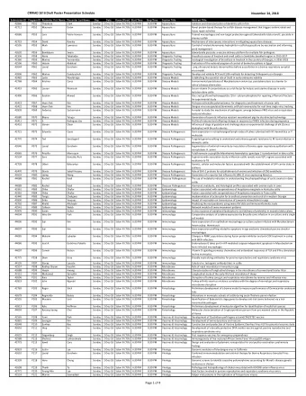 November 24, 2018  CRWAD 2018 Draft Poster Presentation Schedule  Submission ID Program ID