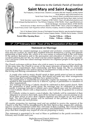 Saint Mary and Saint Augustine  The Presbytery, 13 Broad Street, Stamford, Lincolnshire PE9 1PG