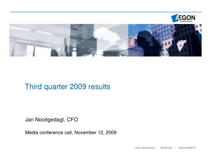 third quarter 2009 results