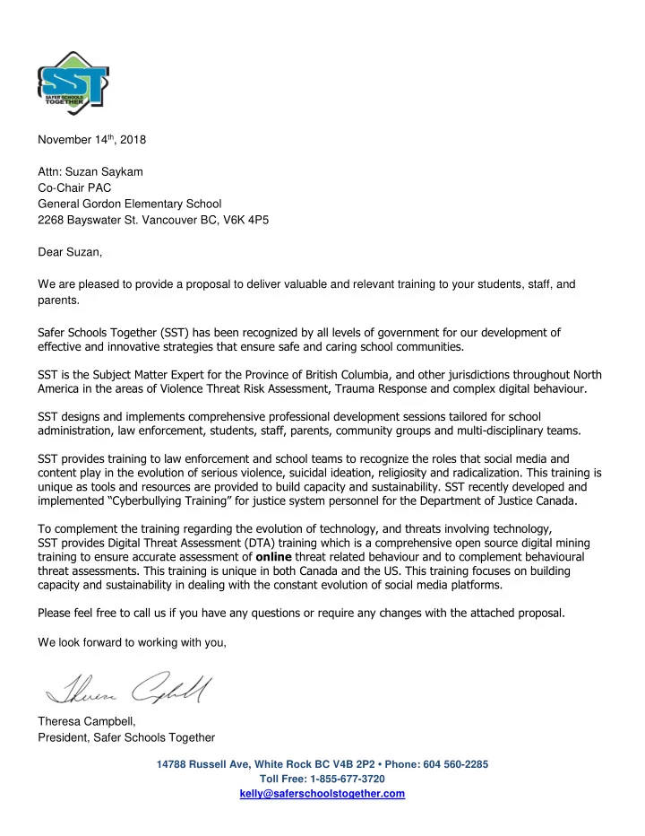 november 14 th 2018 attn suzan saykam co chair pac