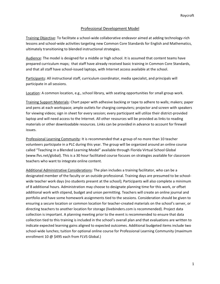 professional development model