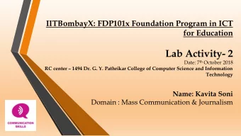 Lab Activity- 2 Date: 7 th October 2018 RC center  1494 Dr. G. Y. Pathrikar College of Computer