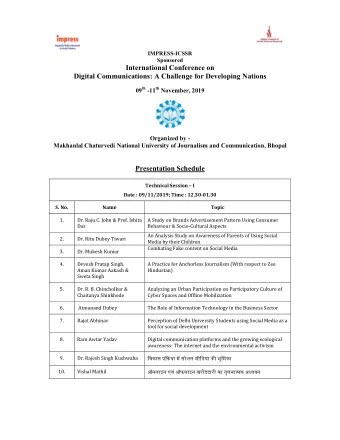 Organized by -  Makhanlal Chaturvedi National University of Journalism and Communication, Bhopal