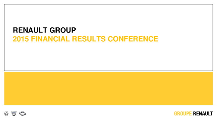 2015 financial results conference disclaimer