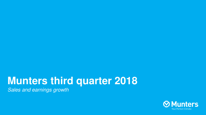 munters third quarter 2018